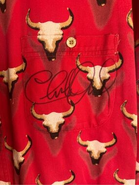 Authentic Charlie Daniels signed autograph Men's Red Bull Skull Print Shorts